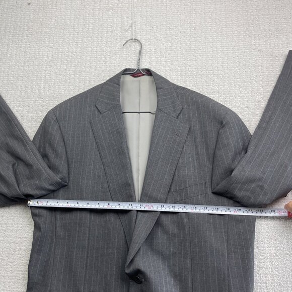 Samuelsohn Men's Sports Coat 42R Grey Wool Super 100s w/ CHalk Line Canada Made - Picture 12 of 16